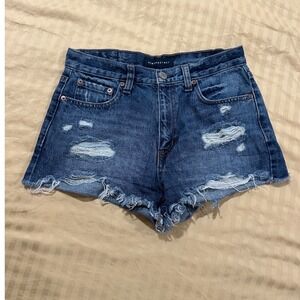 Aeropostale Cropped Denim Womens 4 Distressed Raw Hem Y2K Festival Daisy Dukes